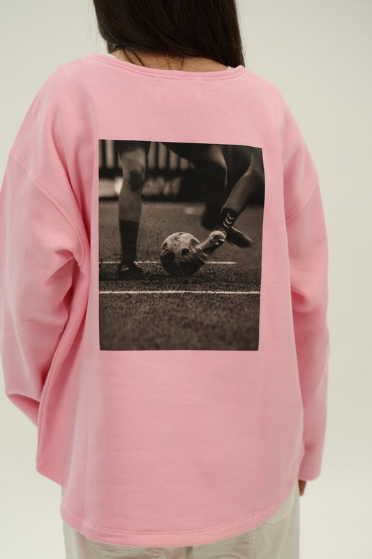 PINK/WHITE SWEATSHIRT "ACE CELTAS" PHOTO