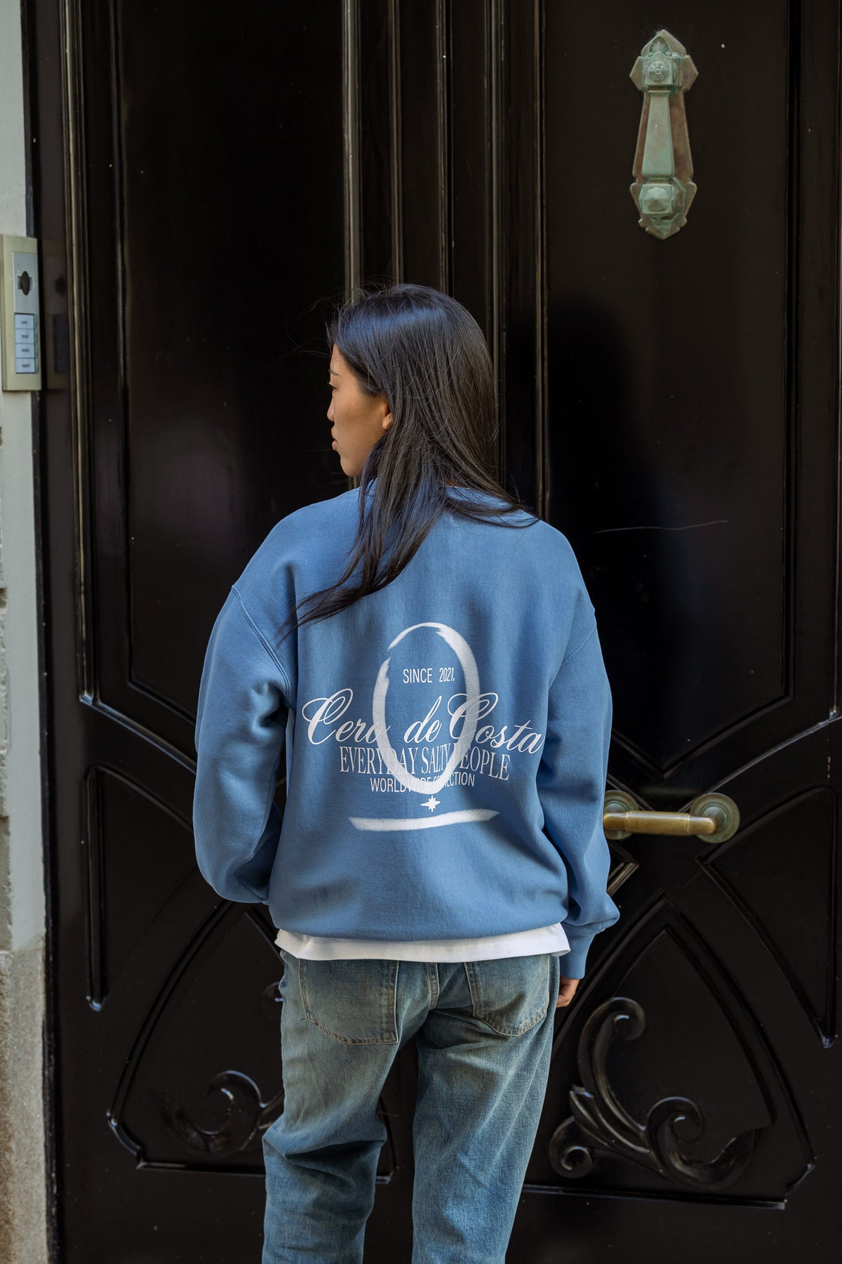 SUDADERA AZUL/BLANCO "WORDWIDE" LOGO