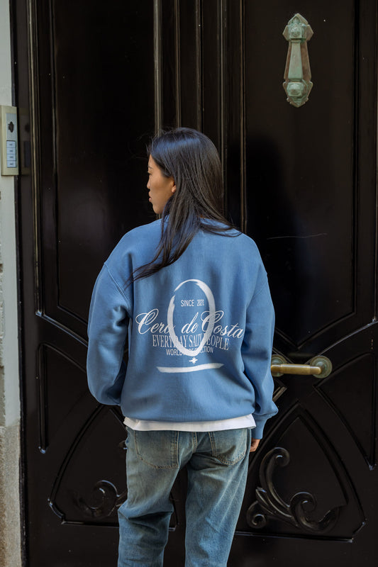 SUDADERA AZUL/BLANCO "WORDWIDE" LOGO