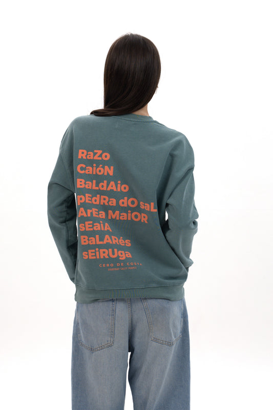 SUDADERA VERDE/ROSA "PLAYAS RAZO"