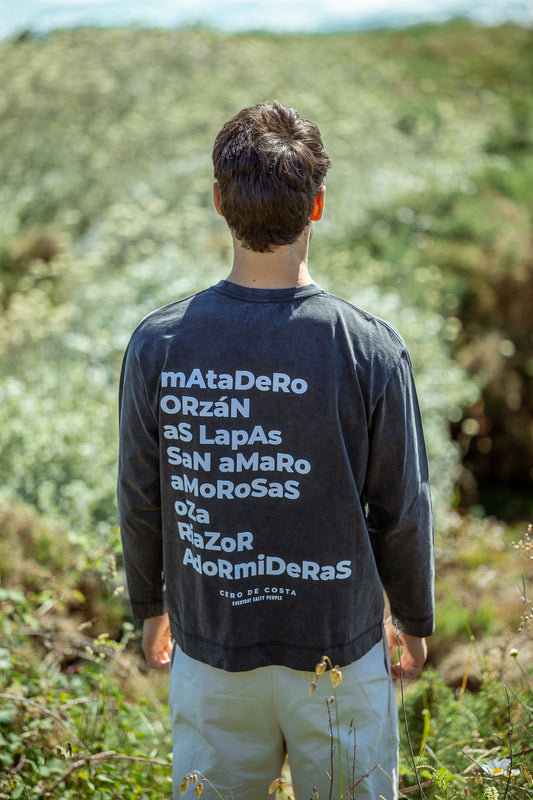 Anthracite/White "La Coruña" Long Sleeve T-Shirt