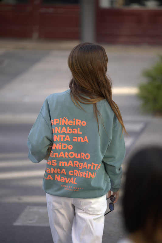 SUDADERA VERDE/NARANJA "MERA"