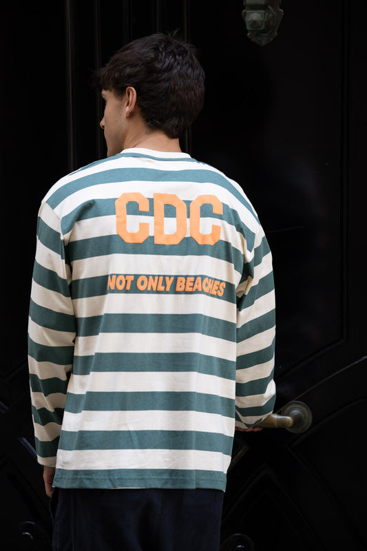 CAMISETA VERDE/BEIGE "CDC" LOGO RAYAS