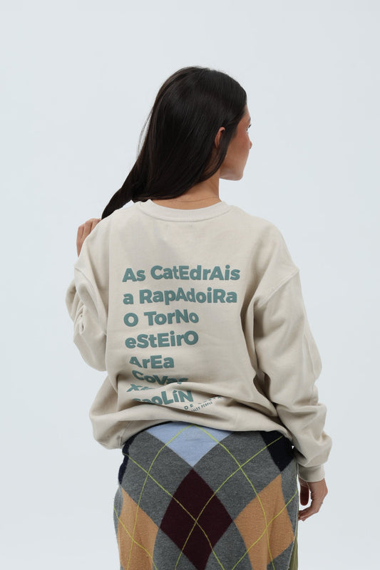 SUDADERA CREMA/VERDE "A MARIÑA"