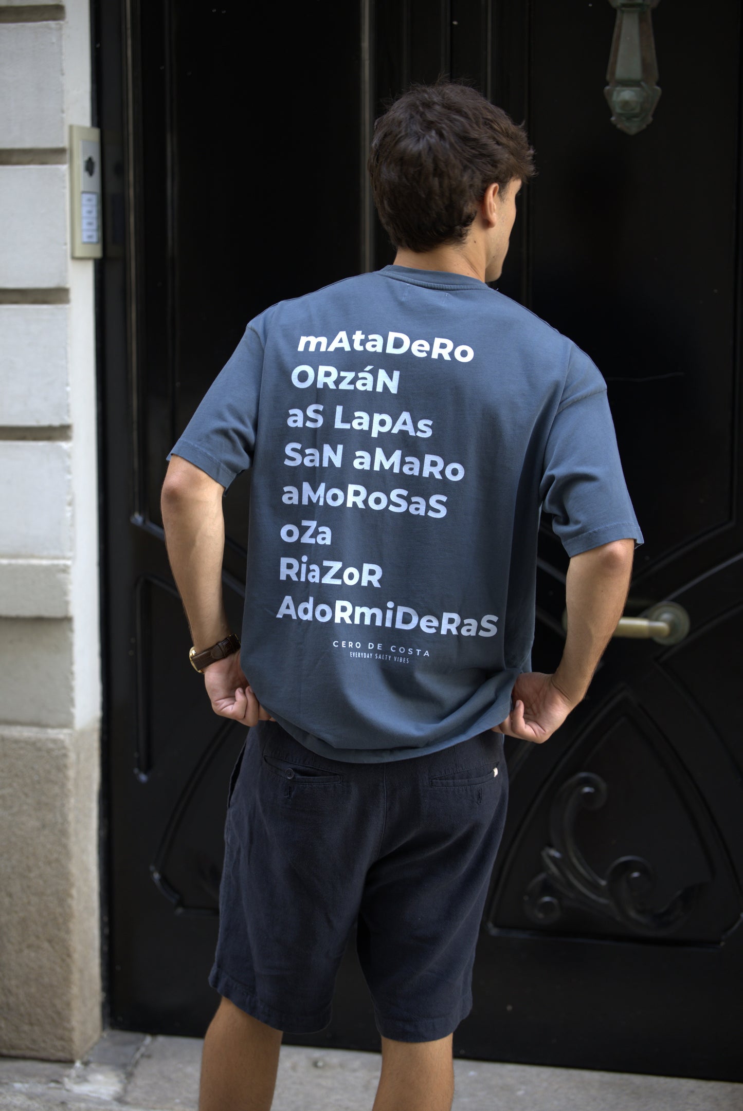 CAMISETA ANTRACITA/CELESTE "A CORUÑA"
