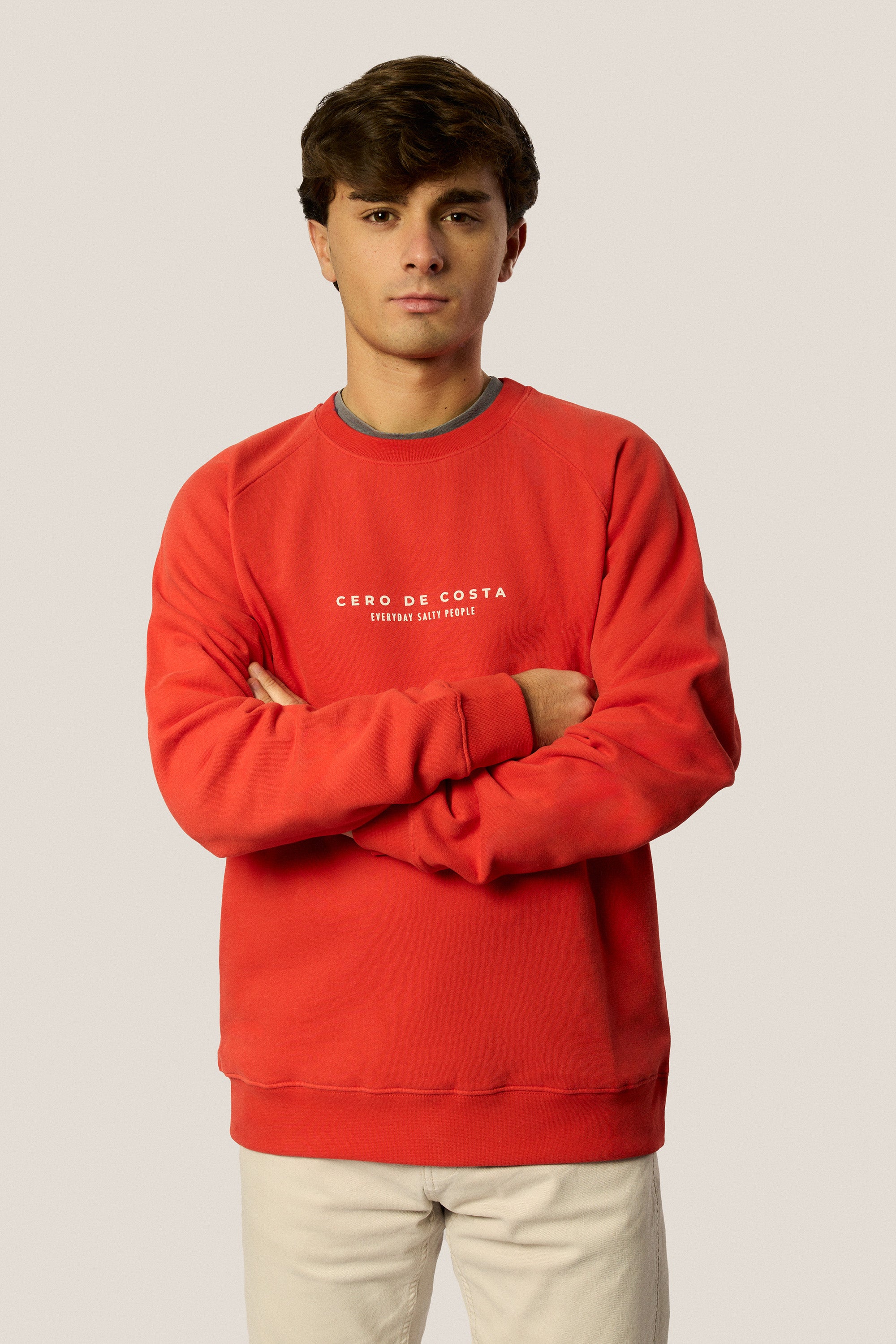 SUDADERA ROJO/BLANCO "CERO DE COSTA" PLAYAS SURF