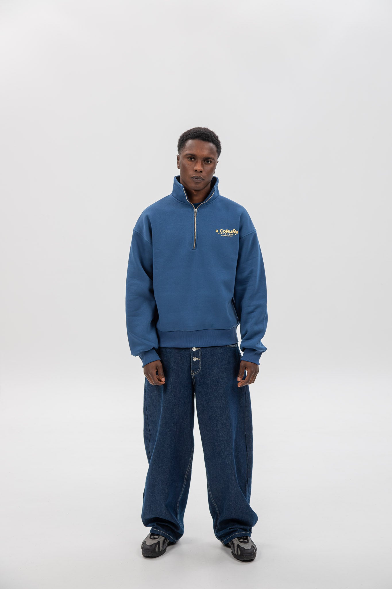 BLUE/YELLOW "A CORUÑA" SWEATSHIRT HALF ZIP