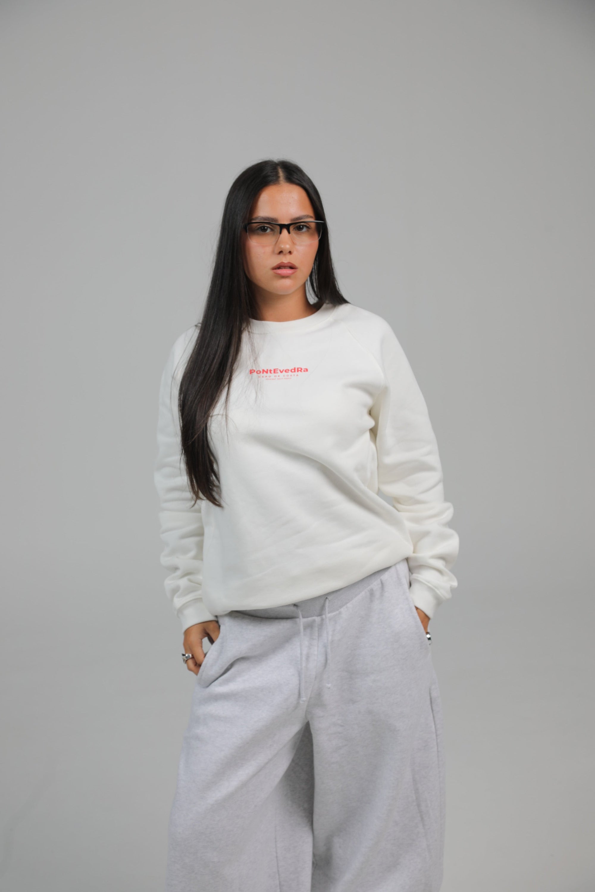 SUDADERA "PONTEVEDRA" BLANCO/SALMÓN