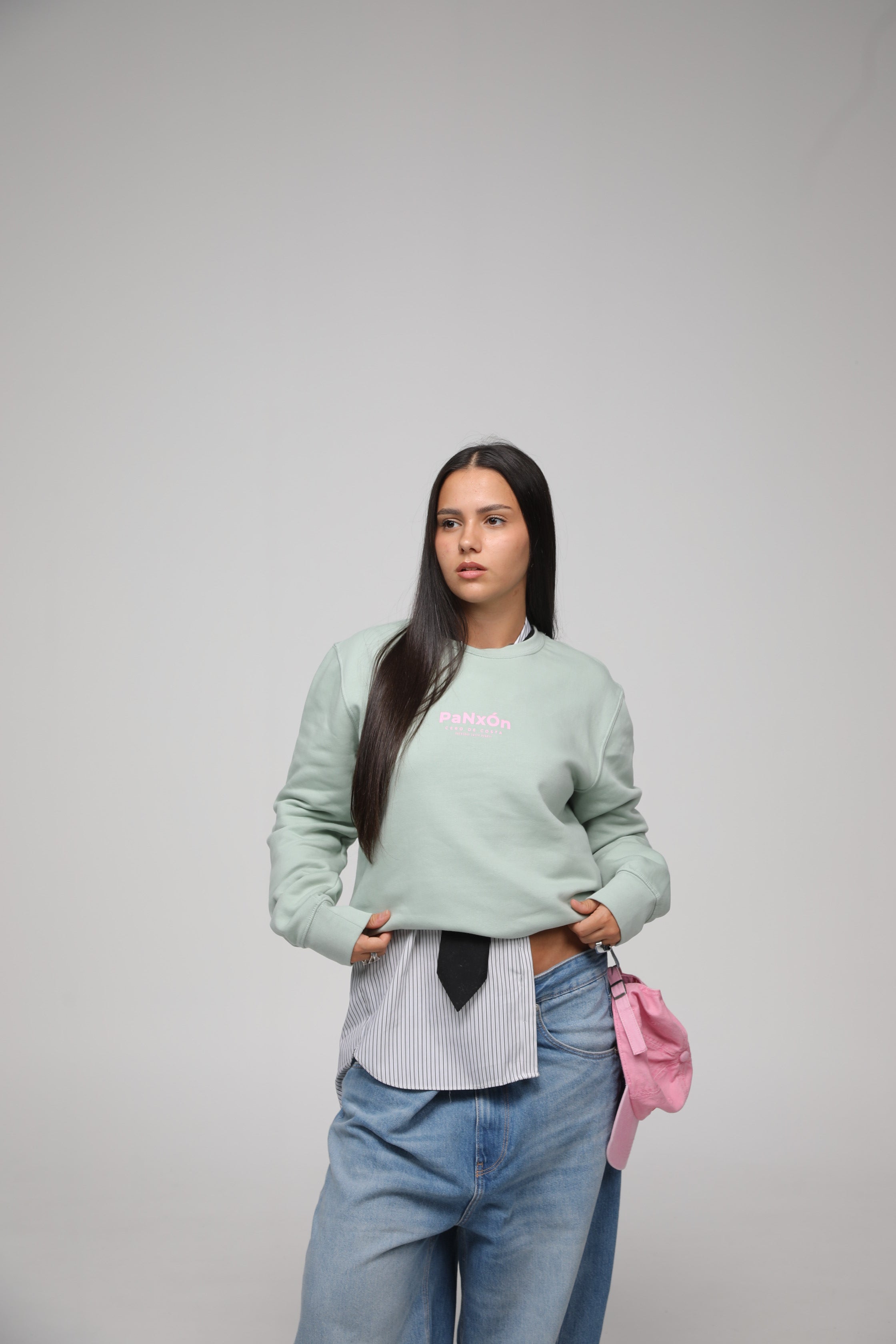 SUDADERA LA CORUÑA VERDE AGUA/ROSA