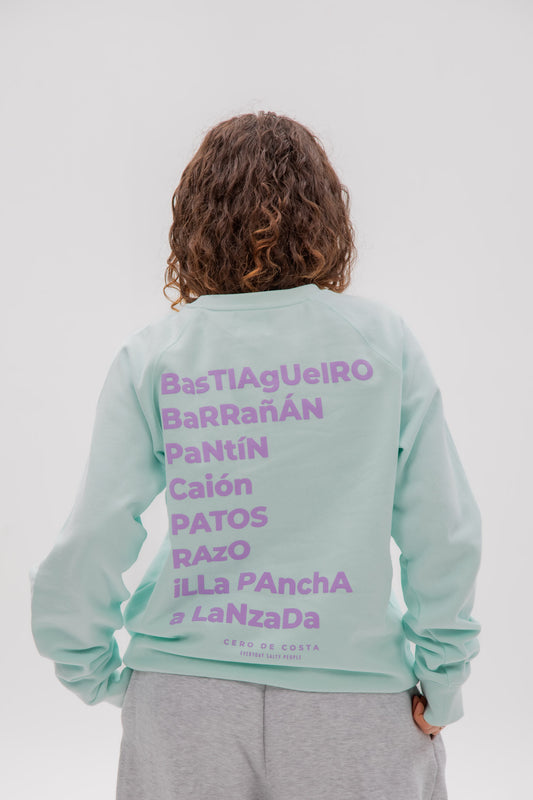 SUDADERA VERDE-AGUA/LILA "PLAYAS SURF"