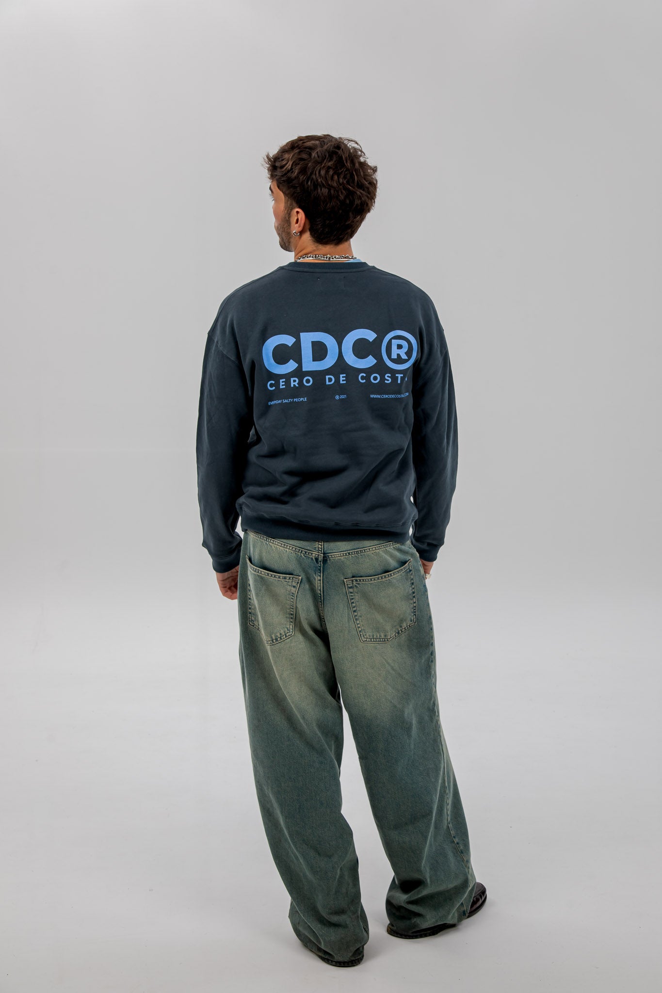 ANTHRACITE/BLUE "CDC LARGE" LOGO SWEATSHIRT