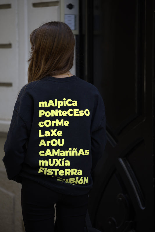 SUDADERA ANTRACITA/AMARILLO-FLÚOR "OS FAROS"