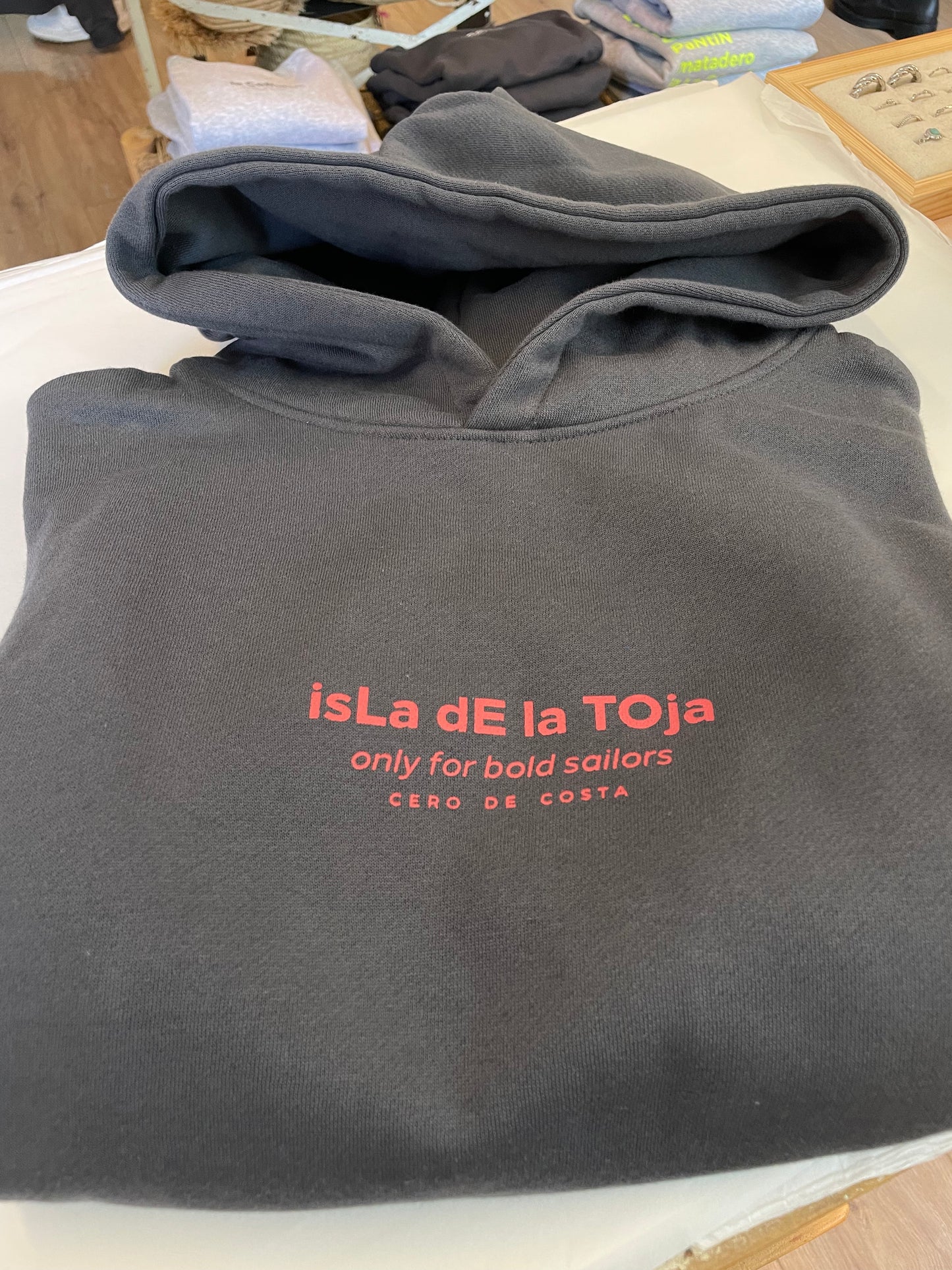 Sudadera capucha La Toja Antracita/rosa