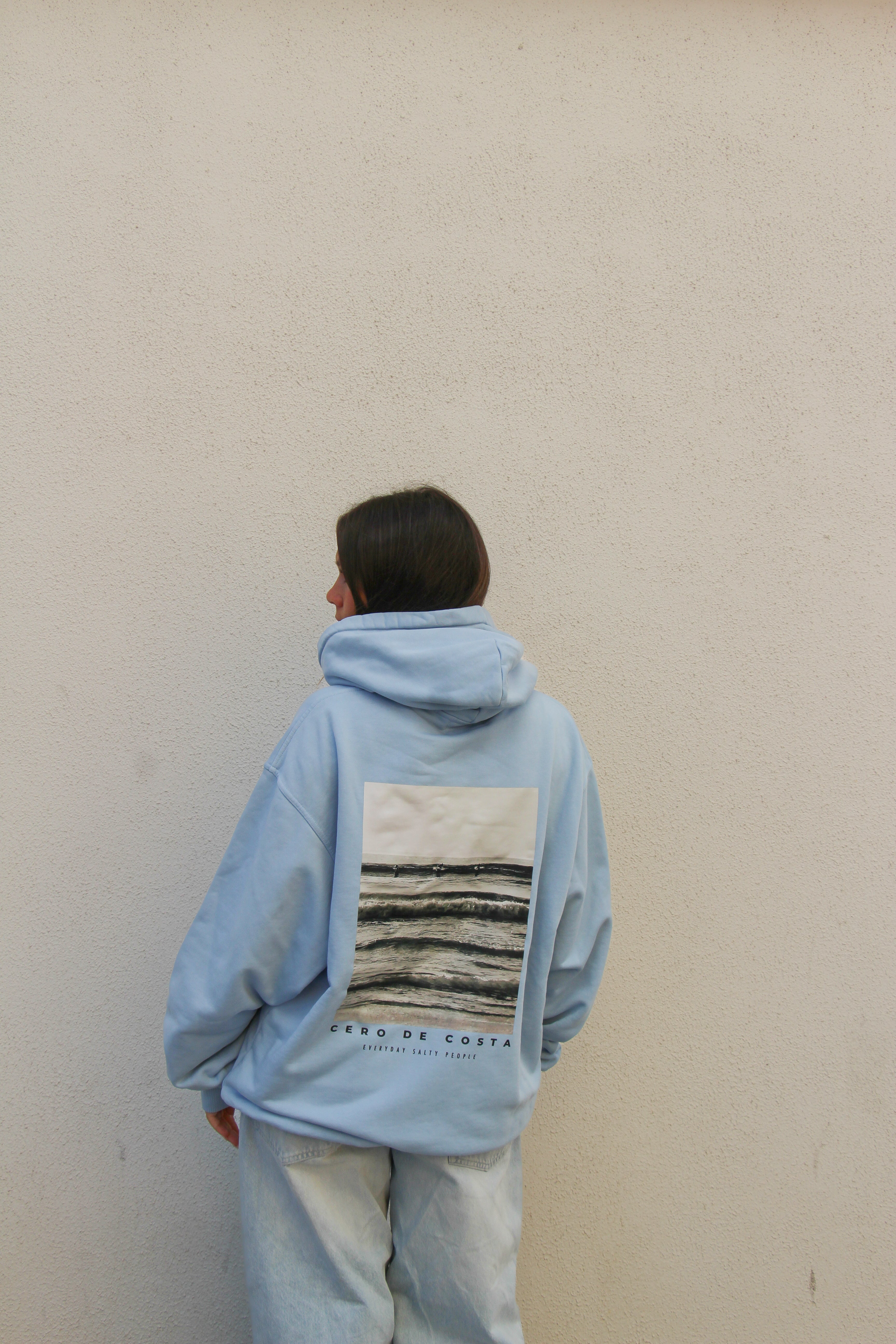 SUDADERA "LA CORUÑA" CELESTE FOTO CON CAPUCHA