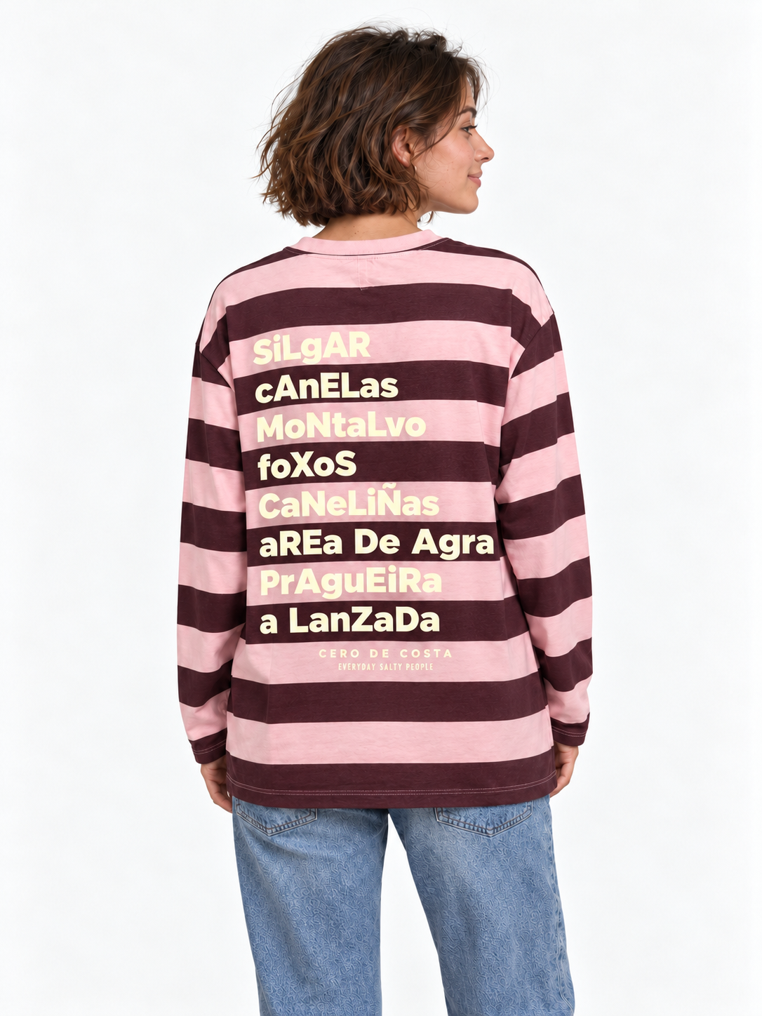CAMISETA ROSA/BERENJENA "SANXENXO" RAYAS