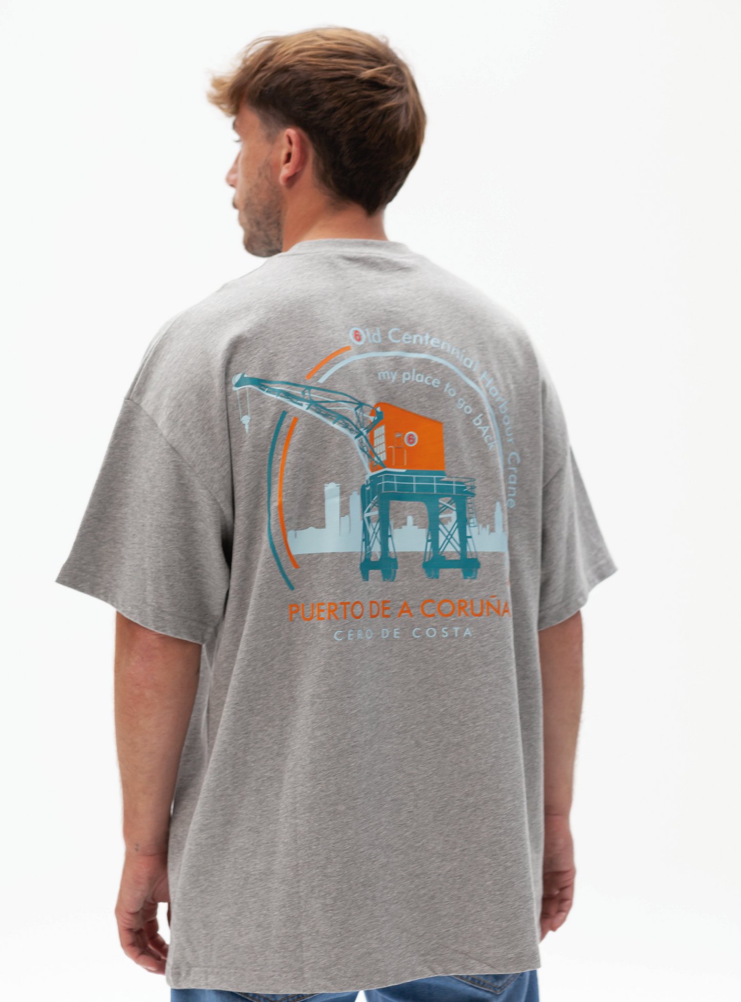 CAMISETA OVERSIZED "PUERTO DE A CORUÑA" GRIS