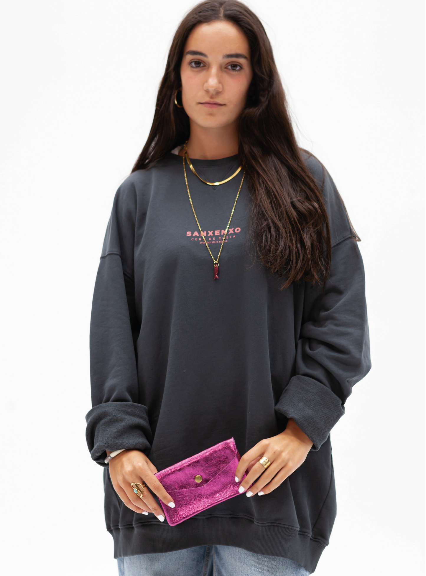 SUDADERA OVERSIZED ANTRACITA "SANXENXO"