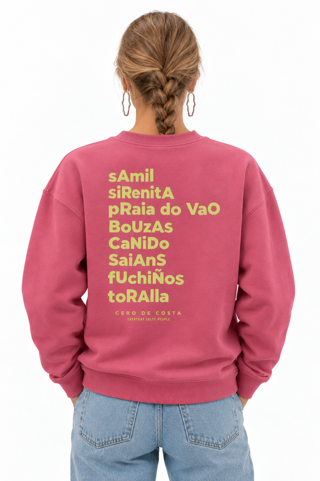 SWEATSHIRT FÚCSIA/CREME "VIGO"