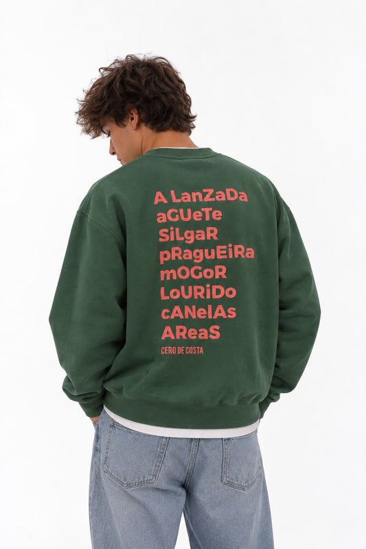 SUDADERA VERDE-LAVADO/CORAL "PONTEVEDRA"