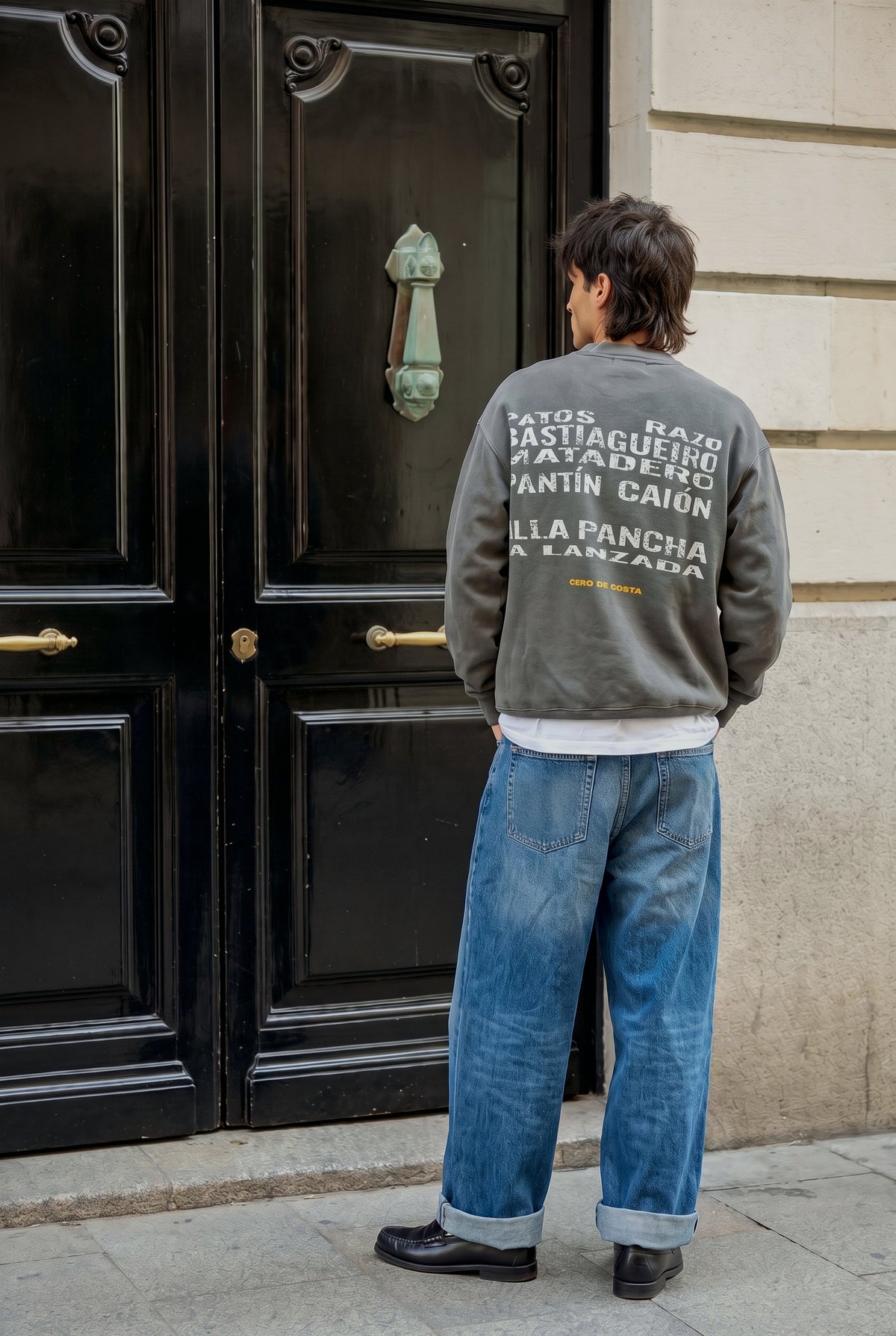SWEATSHIRT ANTRACITE-LAVADO/DESGASTADO "PRAIAS SURF"