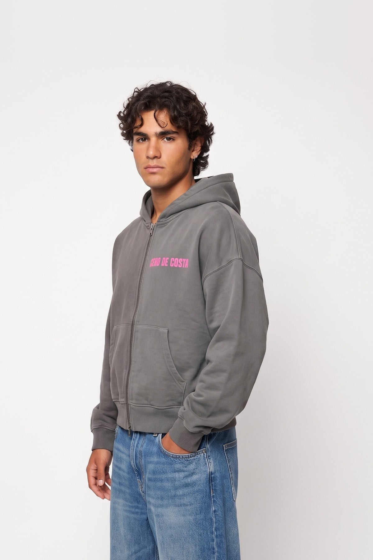 SUDADERA GRIS/ROSA "PORTUGAL ZAMBUJEIRA" CREMALLERA CORTA – foto 5