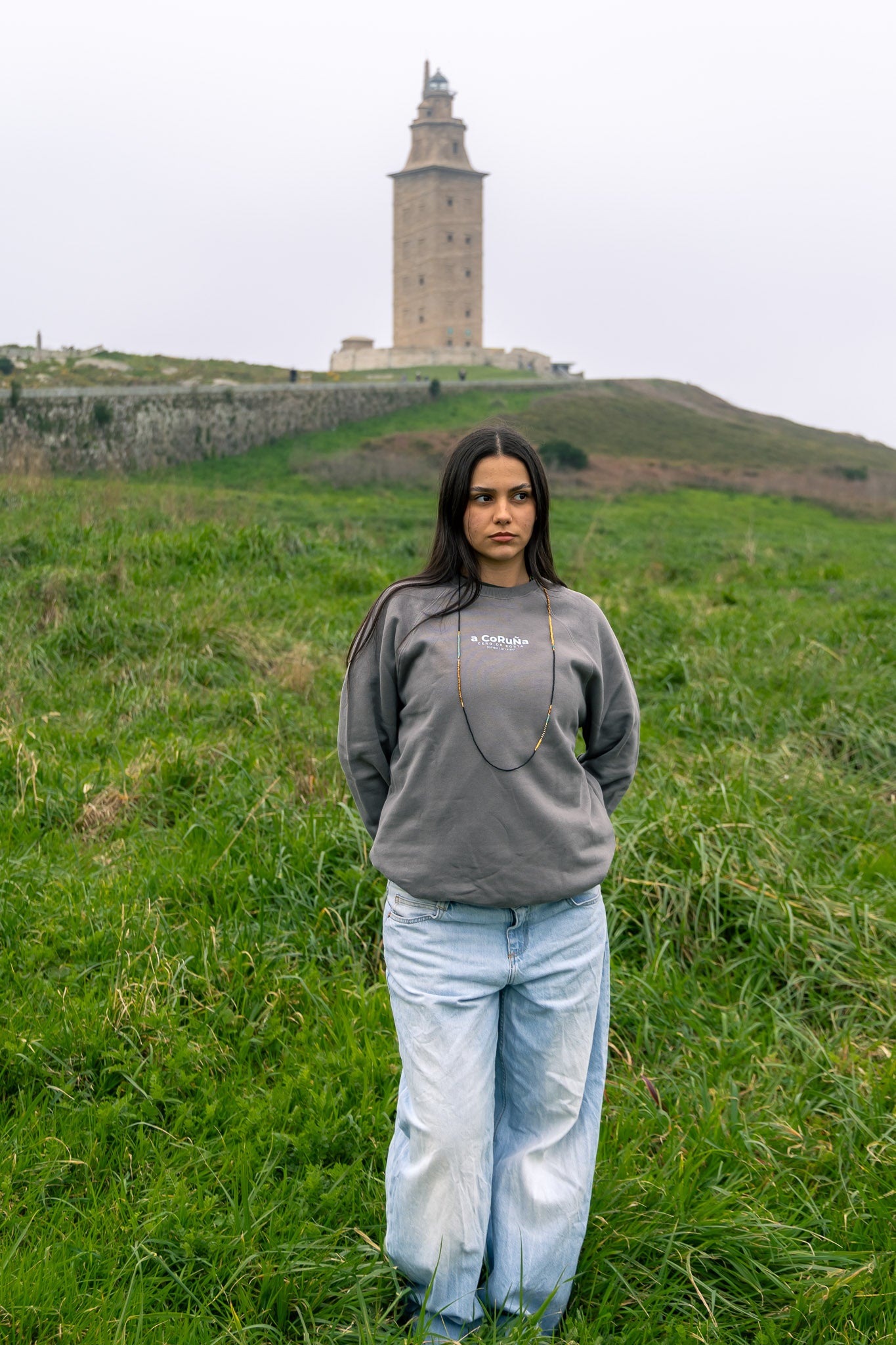 SUDADERA GRIS/AZUL "A CORUÑA"