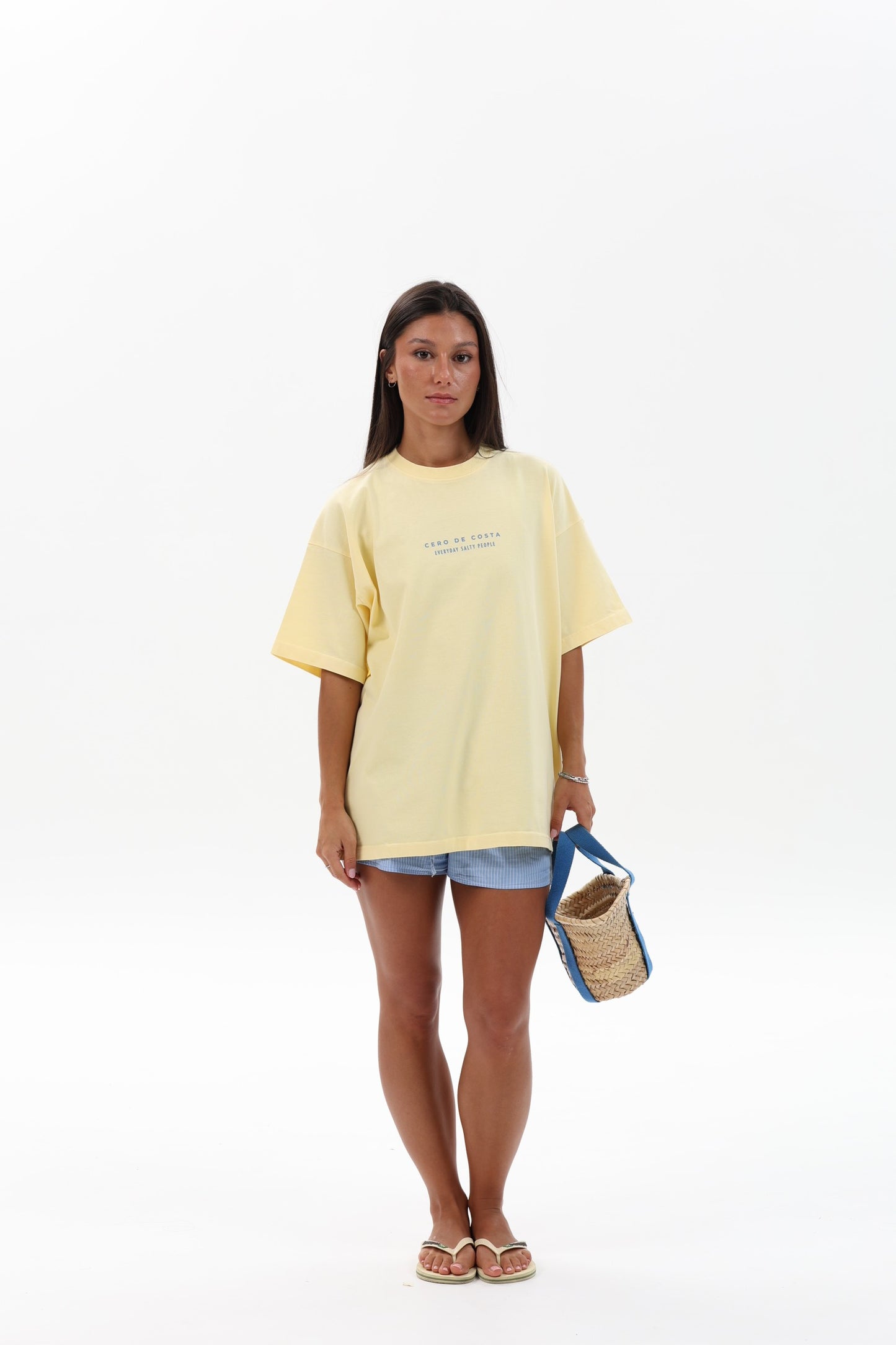 CAMISETA MANTEQUILLA/AZUL "PLAYAS SURF"