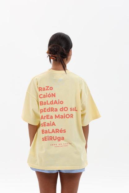 CAMISETA MANTEQUILLA/ROSA "PLAYAS RAZO"