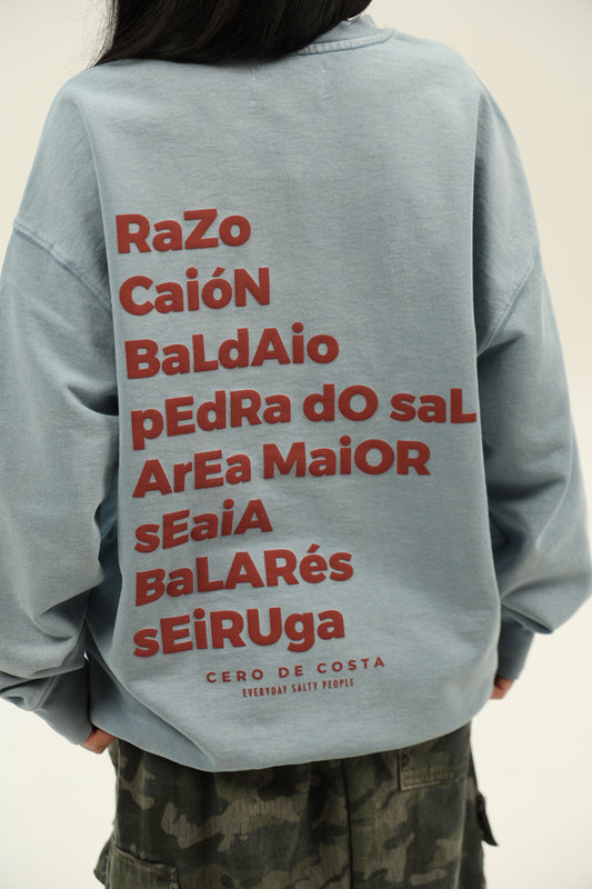 SUDADERA AZUL-LAVADO/MORADO "PLAYAS RAZO"
