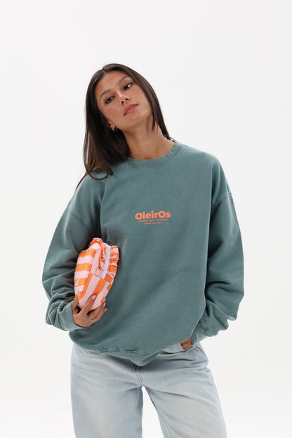 SUDADERA VERDE/NARANJA "OLEIROS"