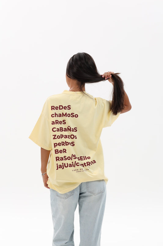 CAMISETA MANTEQUILLA/GRANATE "PONTEDEUME"
