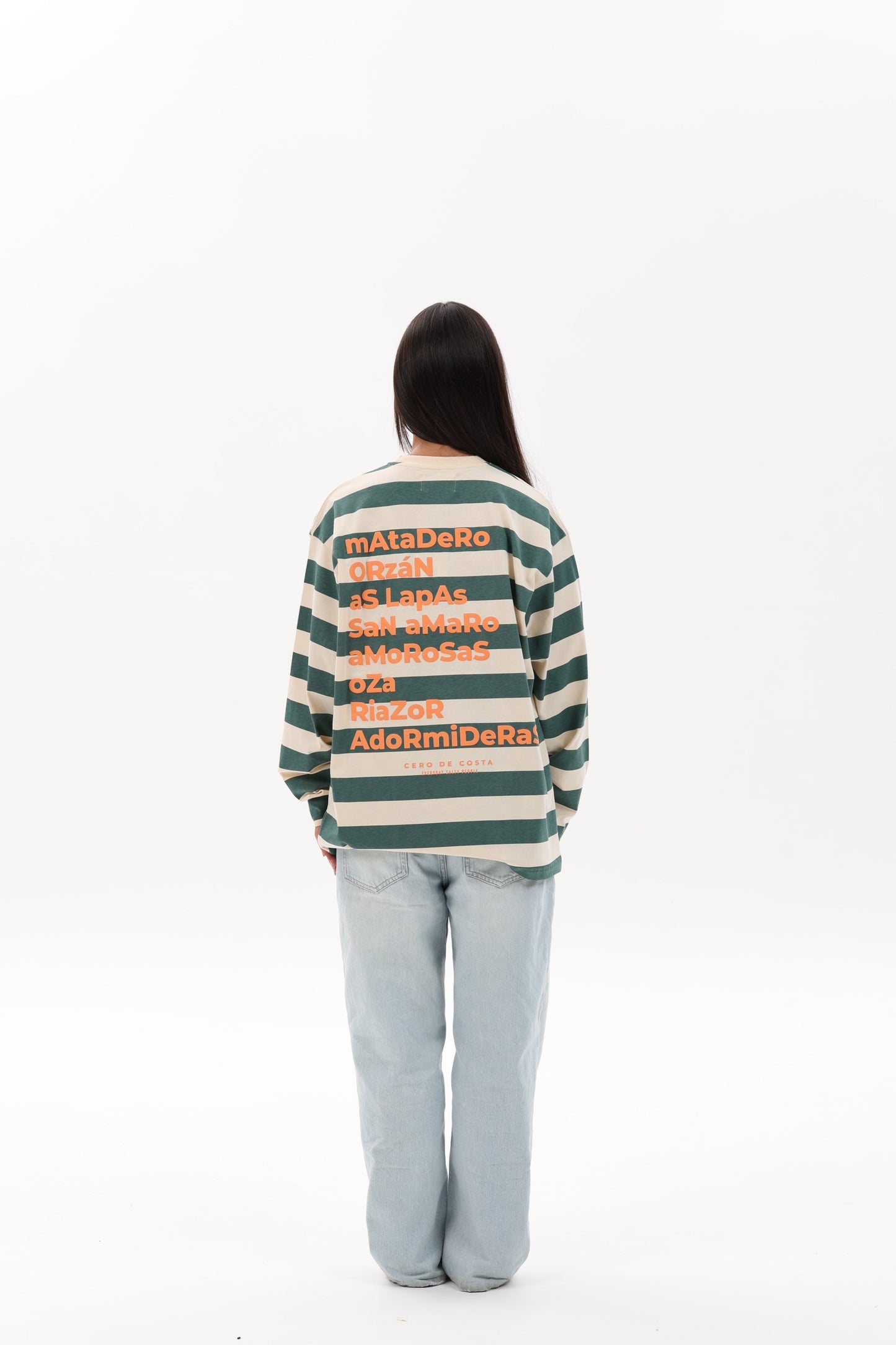 CAMISETA VERDE/BEIGE "A CORUÑA" RAYAS