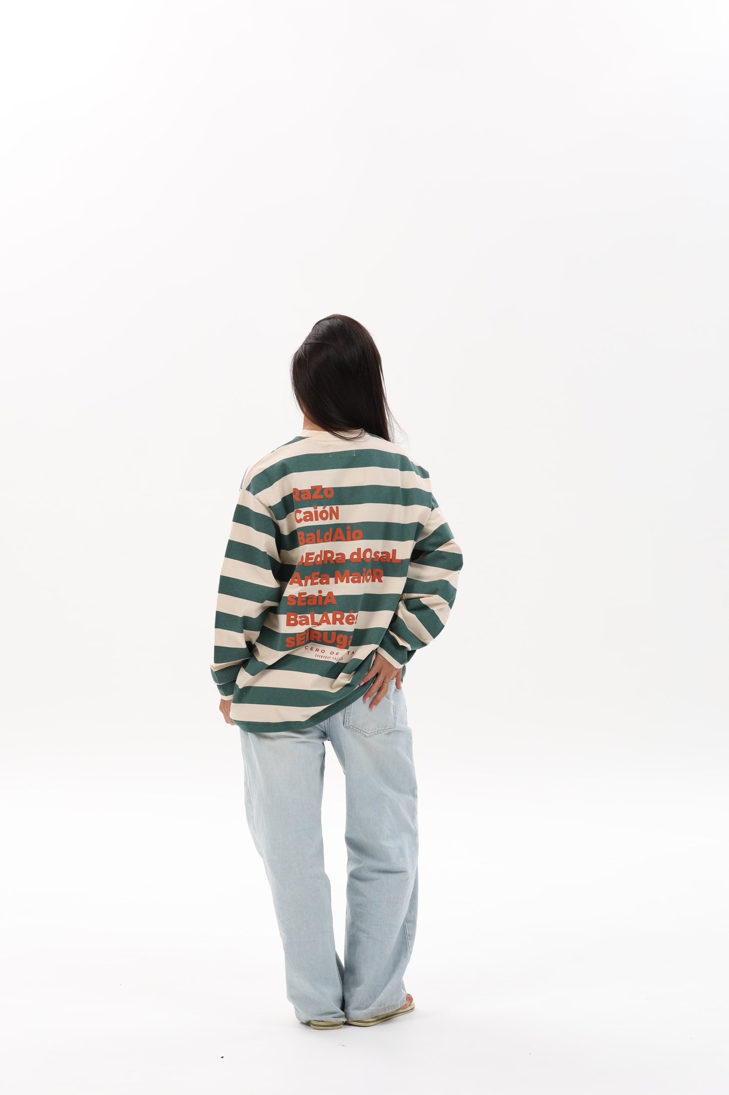 CAMISETA VERDE/BEIGE "PLAYAS RAZO" RAYAS