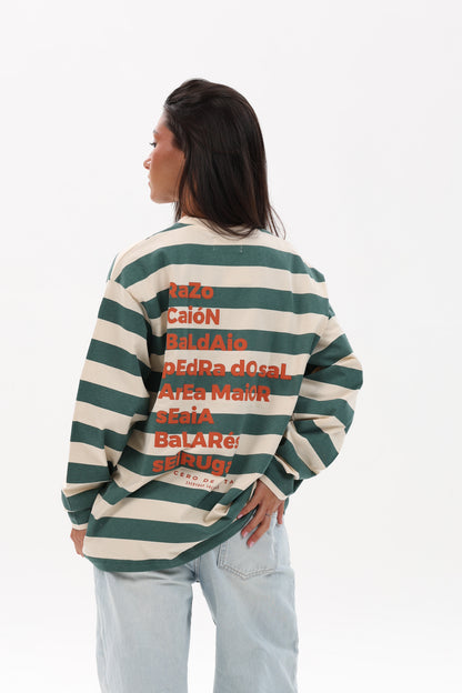 CAMISETA VERDE/BEIGE "PLAYAS RAZO" RAYAS