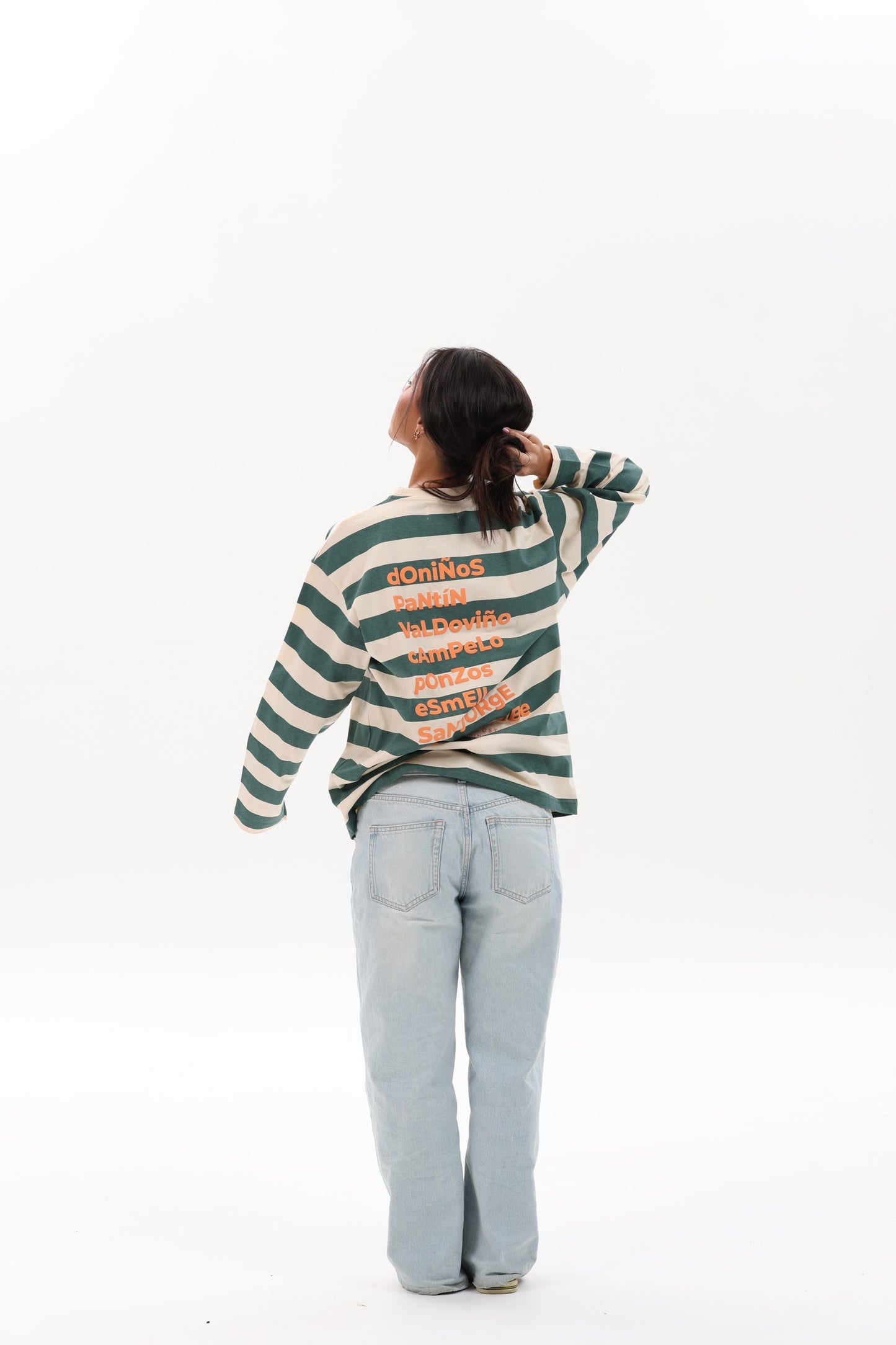 CAMISETA VERDE/BEIGE "FERROL" RAYAS