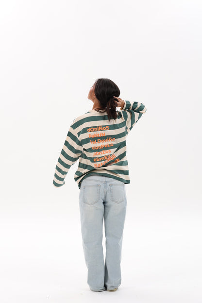 CAMISETA VERDE/BEIGE "FERROL" RAYAS