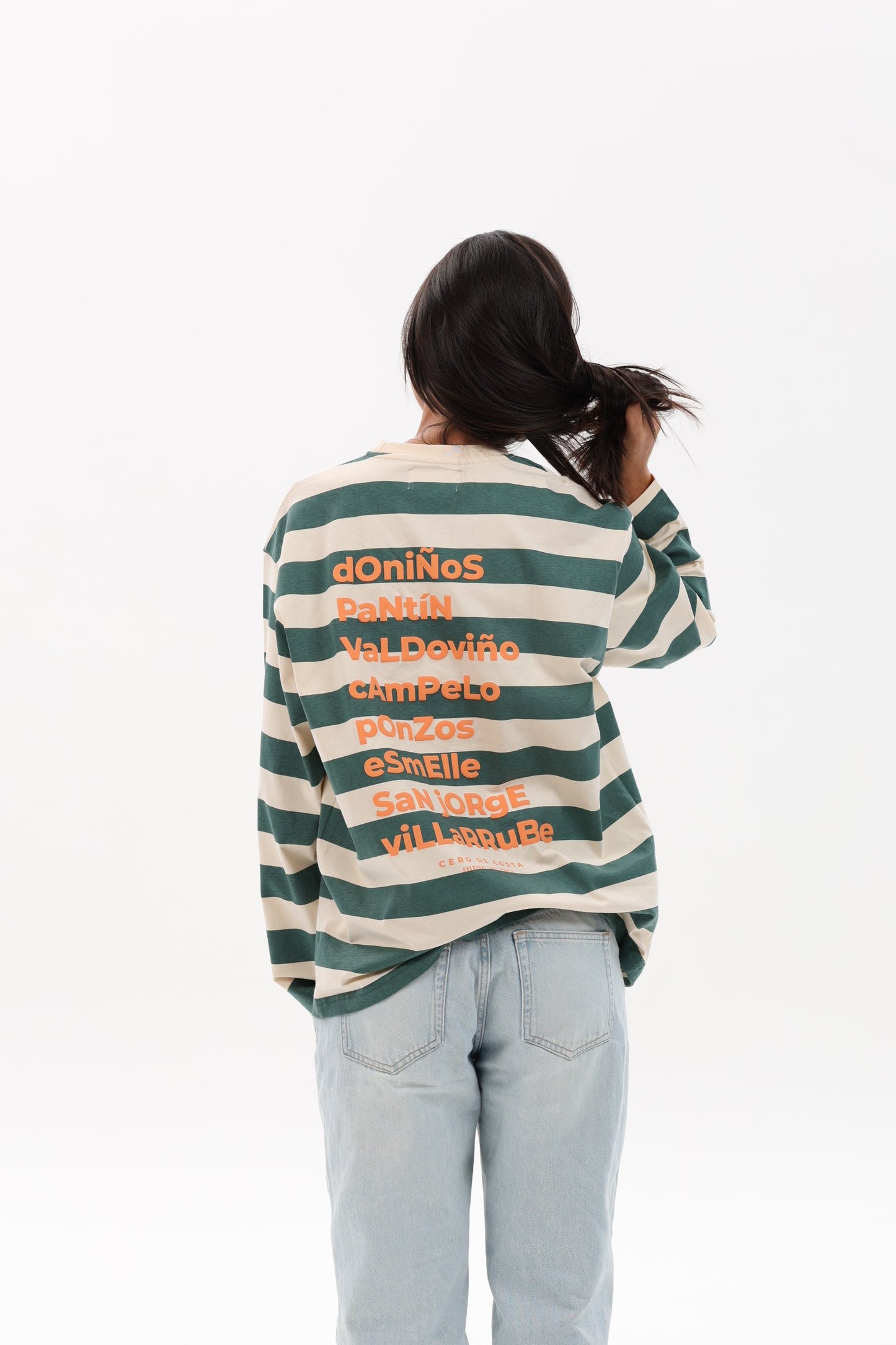 CAMISETA VERDE/BEIGE "FERROL" RAYAS