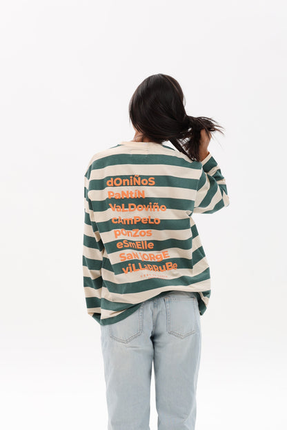 CAMISETA VERDE/BEIGE "FERROL" RAYAS