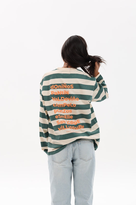 CAMISETA VERDE/BEIGE "FERROL" RAYAS
