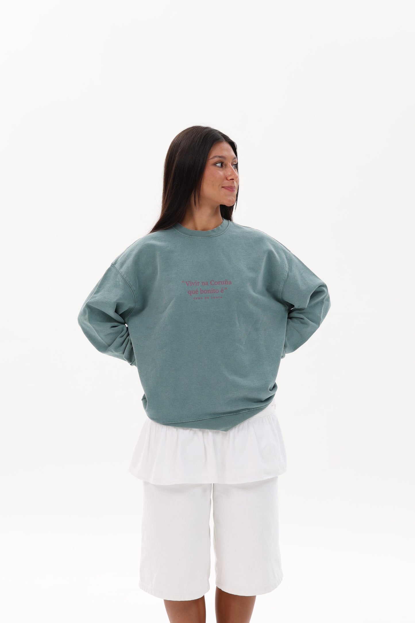 SUDADERA VERDE/VIOLETA "VIVIR NA CORUÑA"
