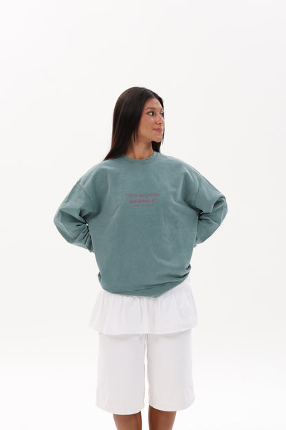 SUDADERA VERDE/VIOLETA "VIVIR NA CORUÑA"