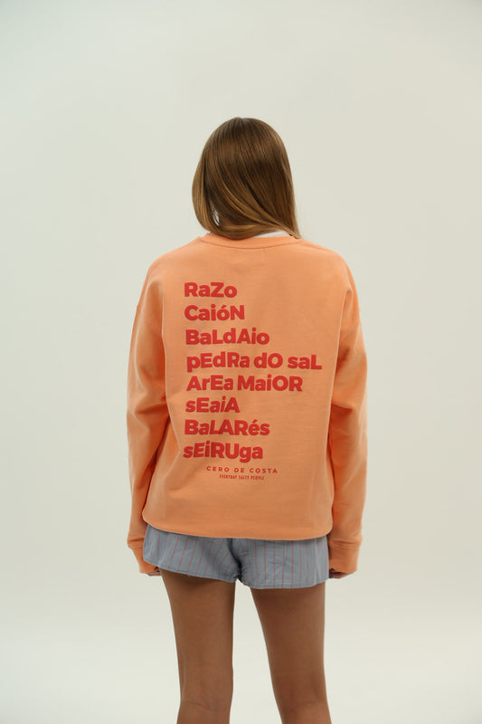 SUDADERA MELOCOTÓN/ROJO "PLAYAS RAZO"