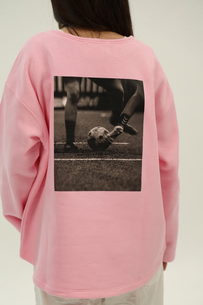 PINK/WHITE SWEATSHIRT "ACE CELTAS" PHOTO