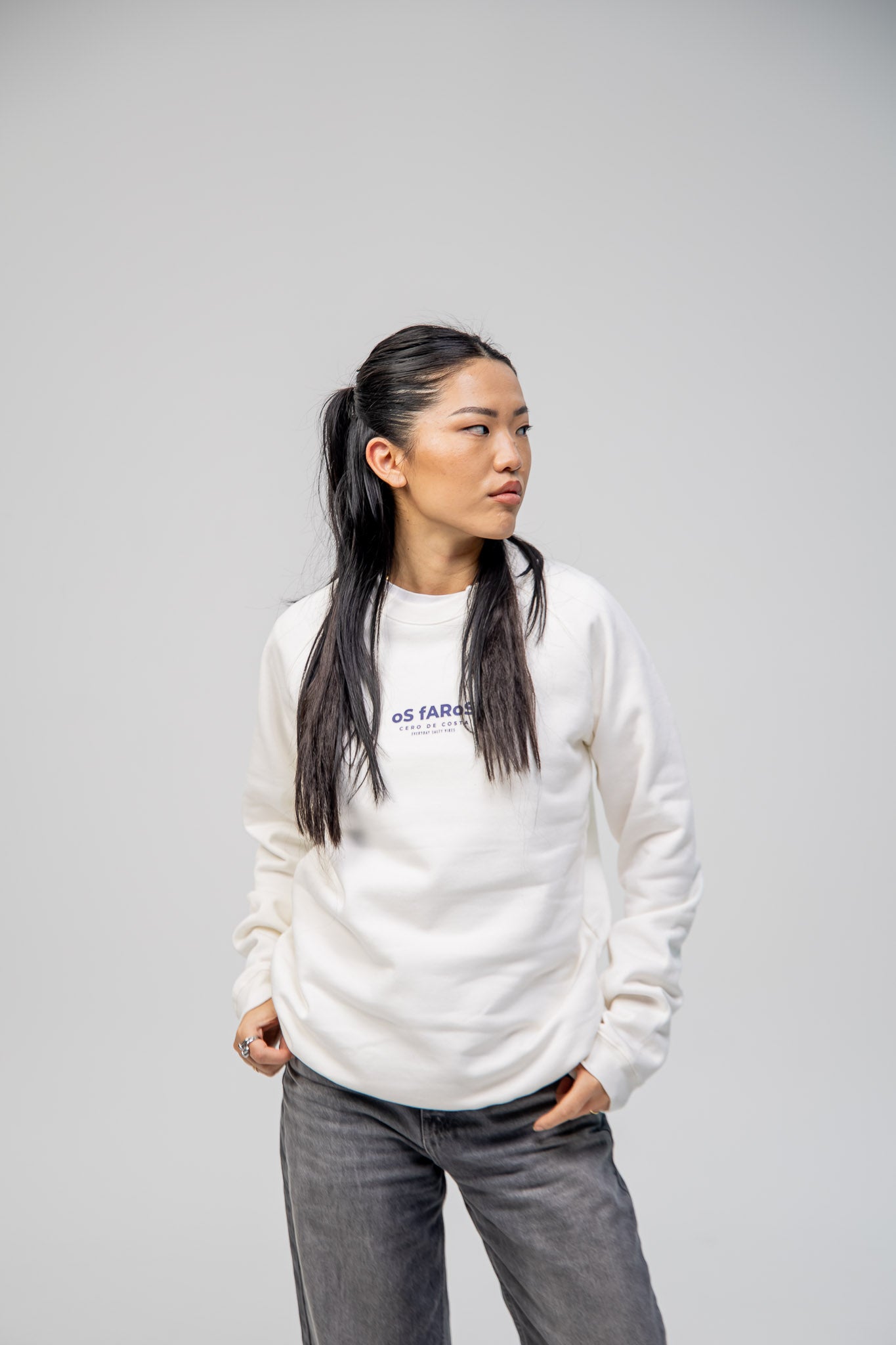 SUDADERA BLANCO/AZUL "OS FAROS"