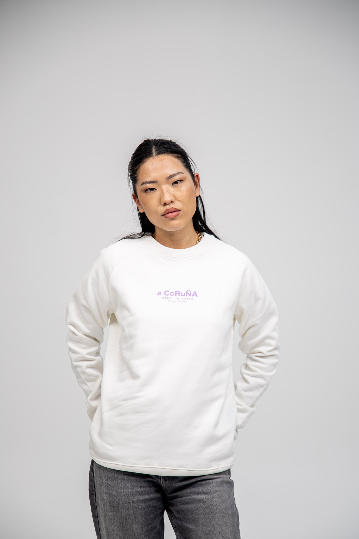 WHITE/LILAC SWEATSHIRT "A CORUÑA"