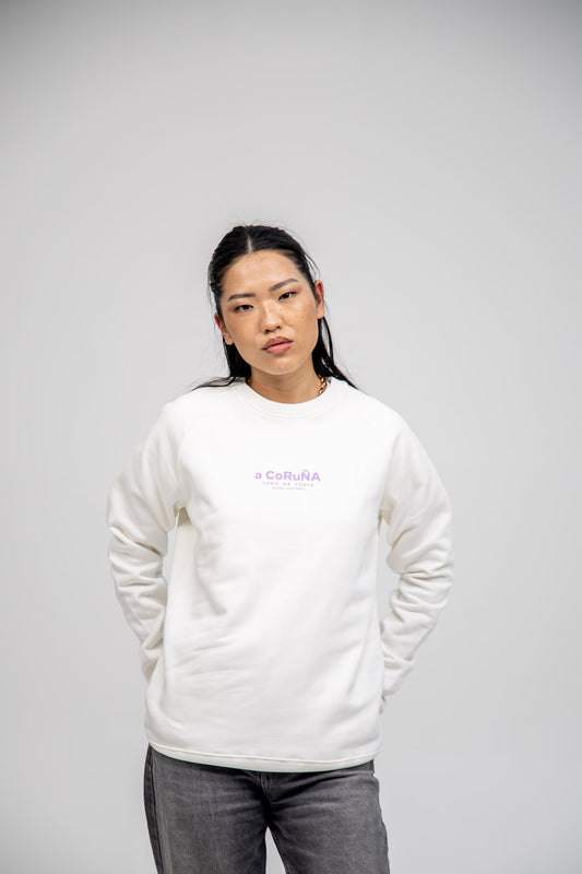 SUDADERA BLANCO/LILA "A CORUÑA"