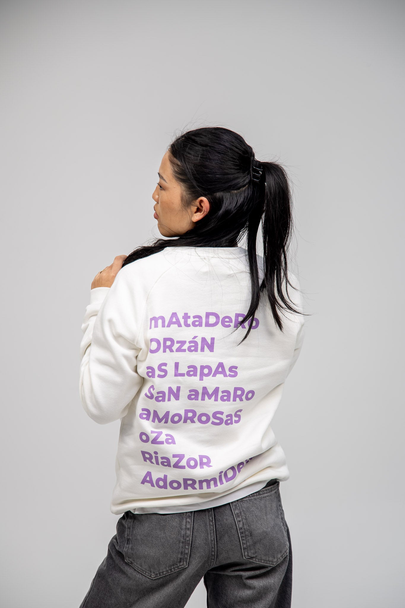 SUDADERA BLANCO/LILA "A CORUÑA"