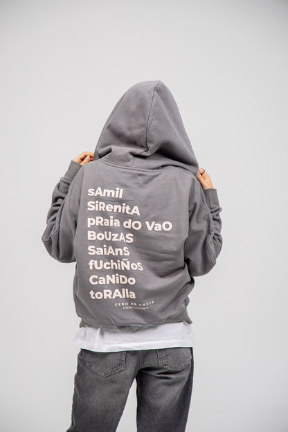 GREY/PINK "VIGO" SHORT ZIP SWEATSHIRT