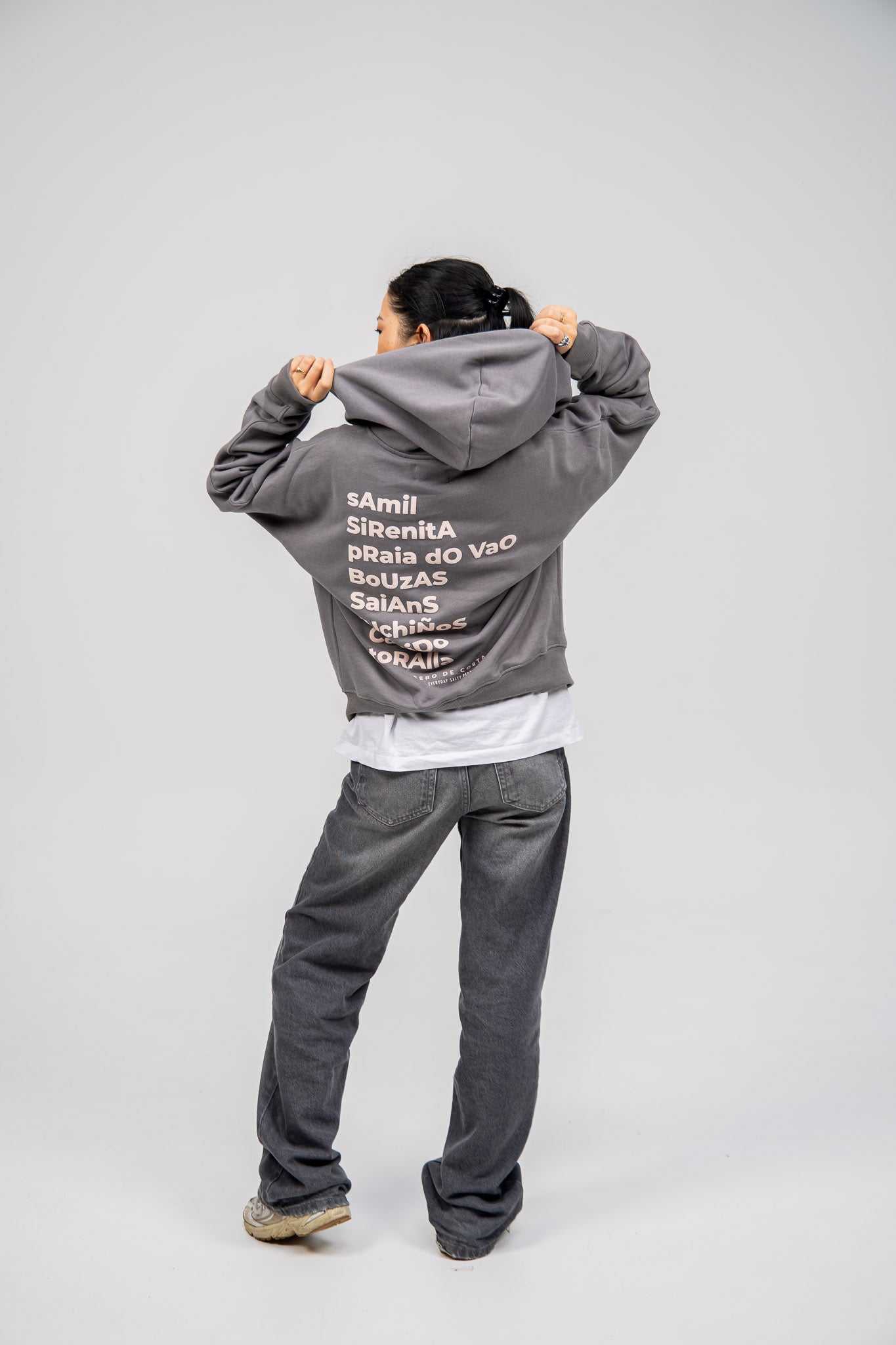GREY/PINK "VIGO" SHORT ZIP SWEATSHIRT