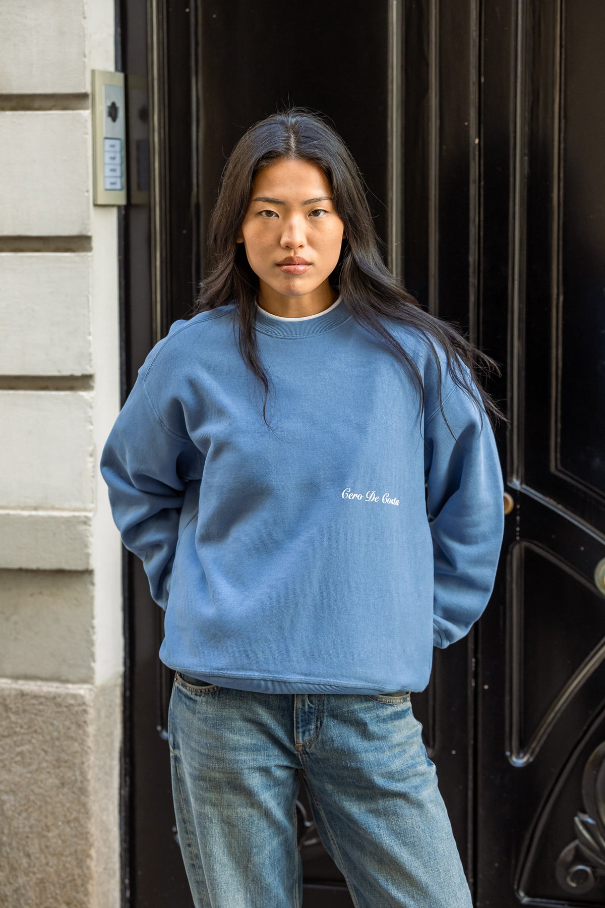 SUDADERA AZUL/BLANCO "WORDWIDE" LOGO